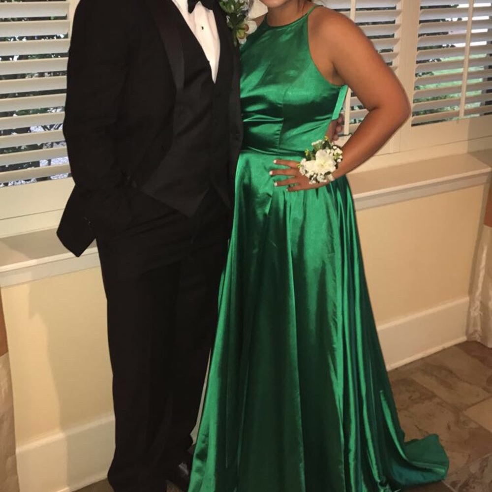 Emerald high neck Sherri hill prom dresss